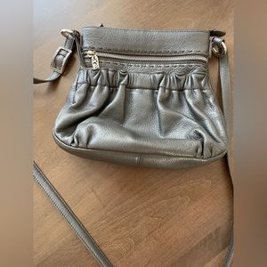 Silver metallic cross body satchel